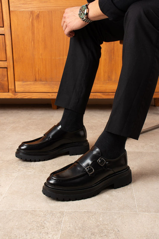 Çift Tokalı Hakiki Deri Loft Taban Ayakkabı