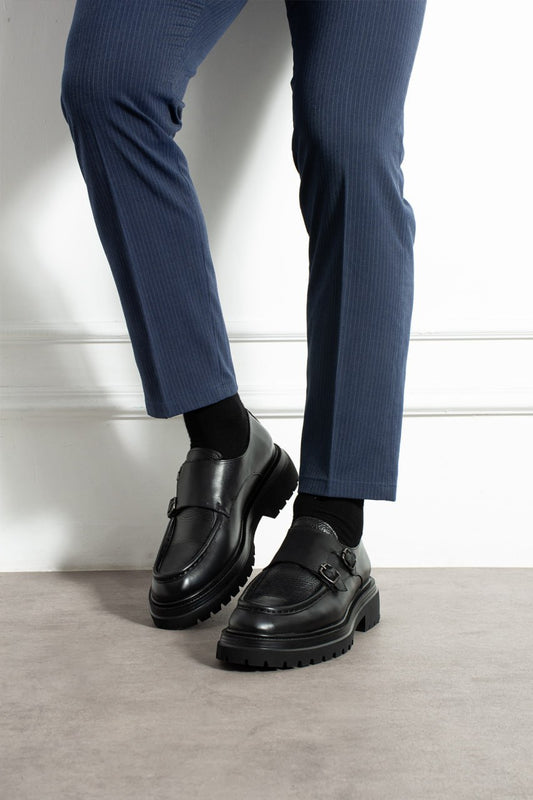 Çift Tokalı Hakiki Deri Loft Taban Ayakkabı