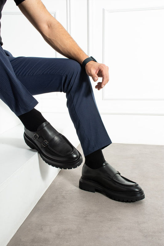 Çift Tokalı Hakiki Deri Loft Taban Ayakkabı